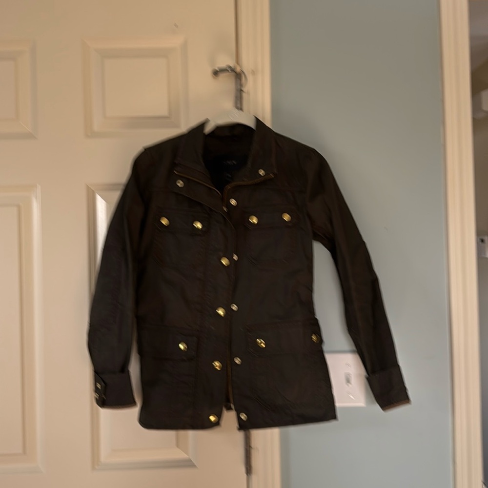 JCrew olive green military jacket.